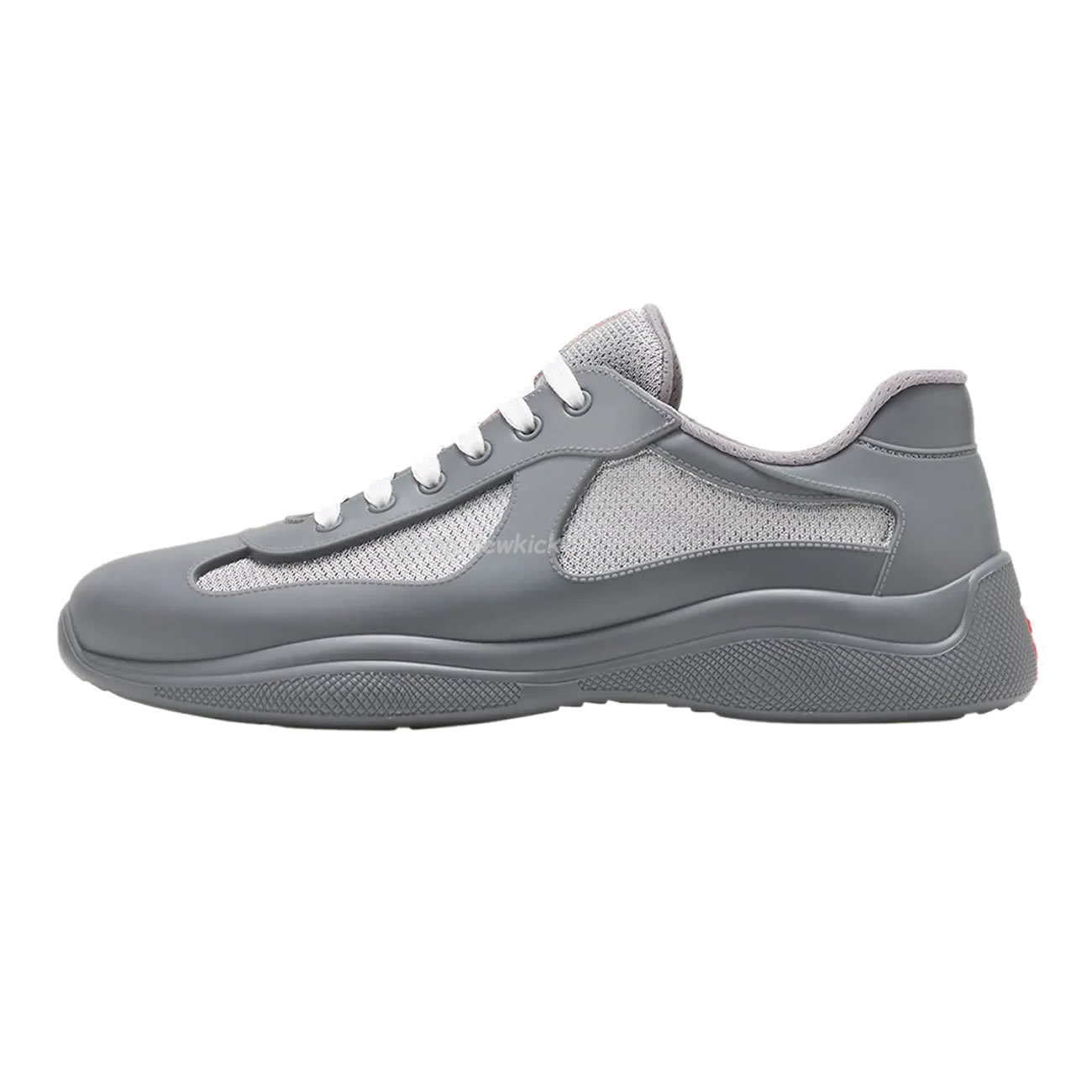 Prada Logo-lacing Low-cut Gray Steel Sneakers