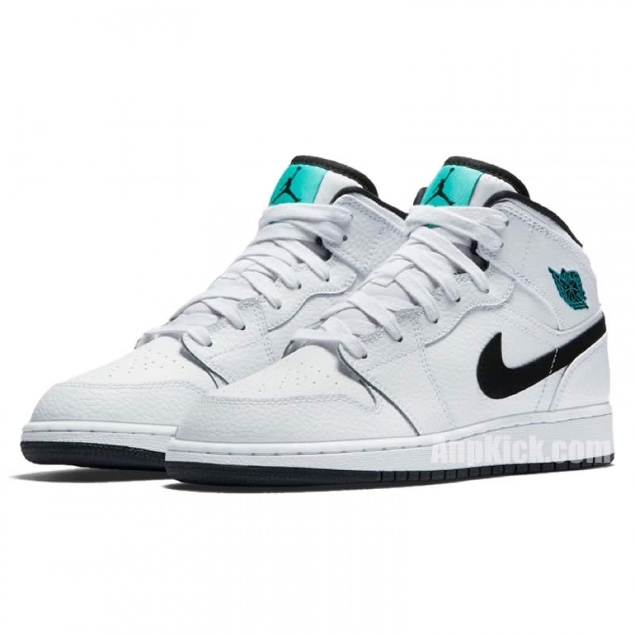 Air Jordan 1 Mid GS Womens Hyper Jade AJ1 Black/White/Green 554725-122