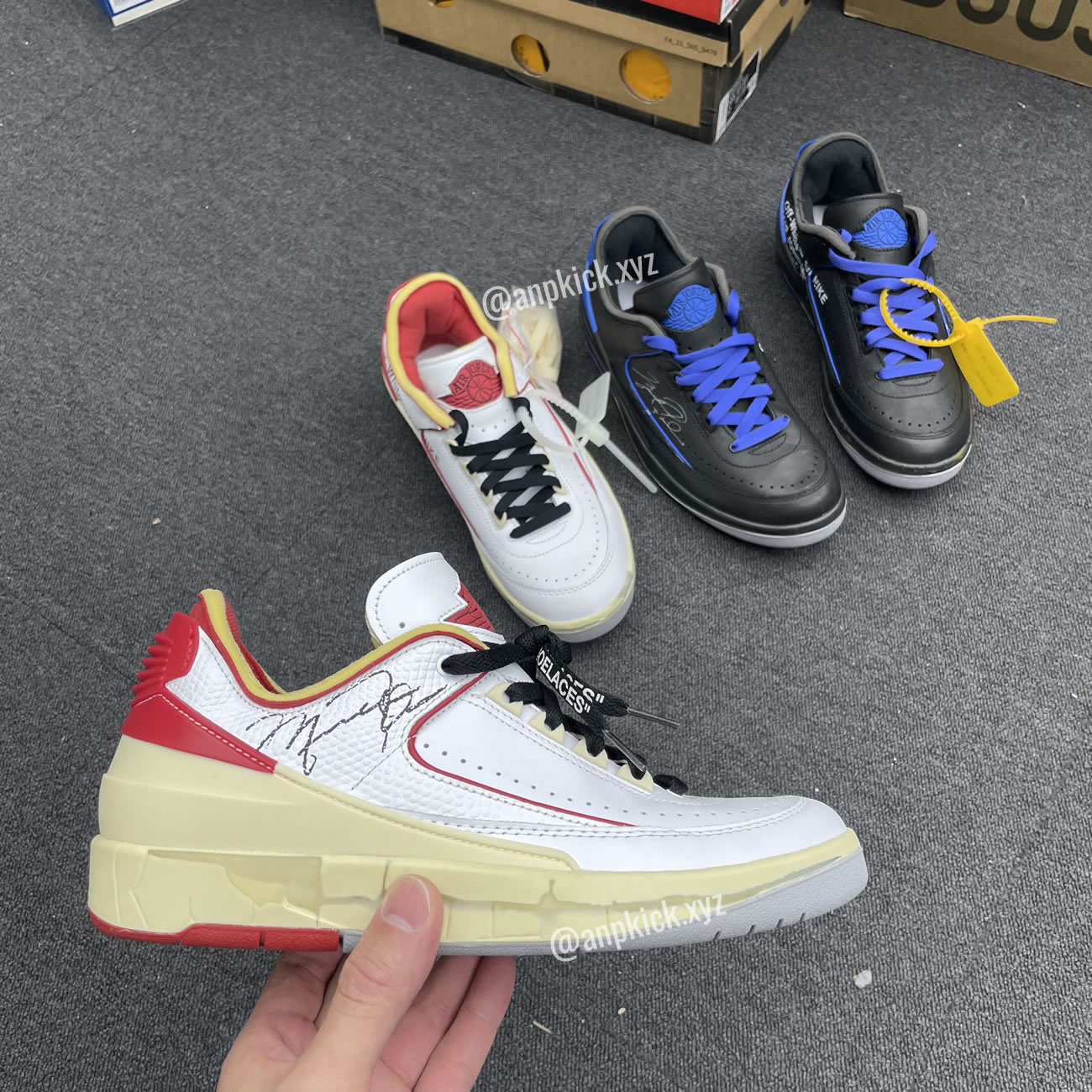 Off-White x Air Jordan 2 Low White/Red & Black/Blue