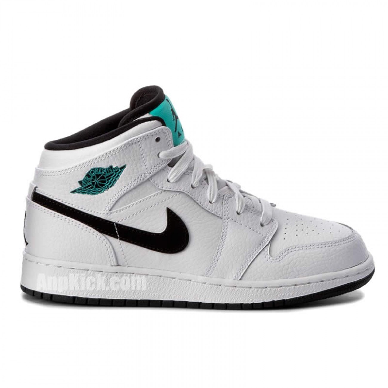 Air Jordan 1 Mid GS Womens Hyper Jade AJ1 Black/White/Green 554725-122