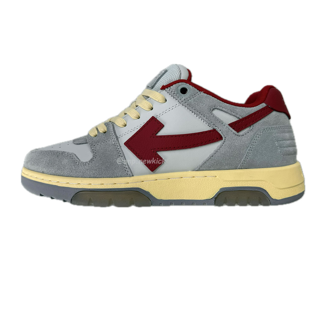 OFF-WHITE Out Of Office OOO Low Tops Light Grey Red OMIA189S24LEA0110525