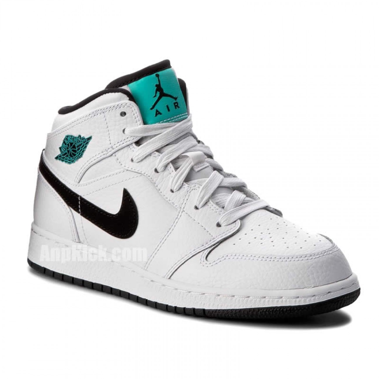 Air Jordan 1 Mid GS Womens Hyper Jade AJ1 Black/White/Green 554725-122