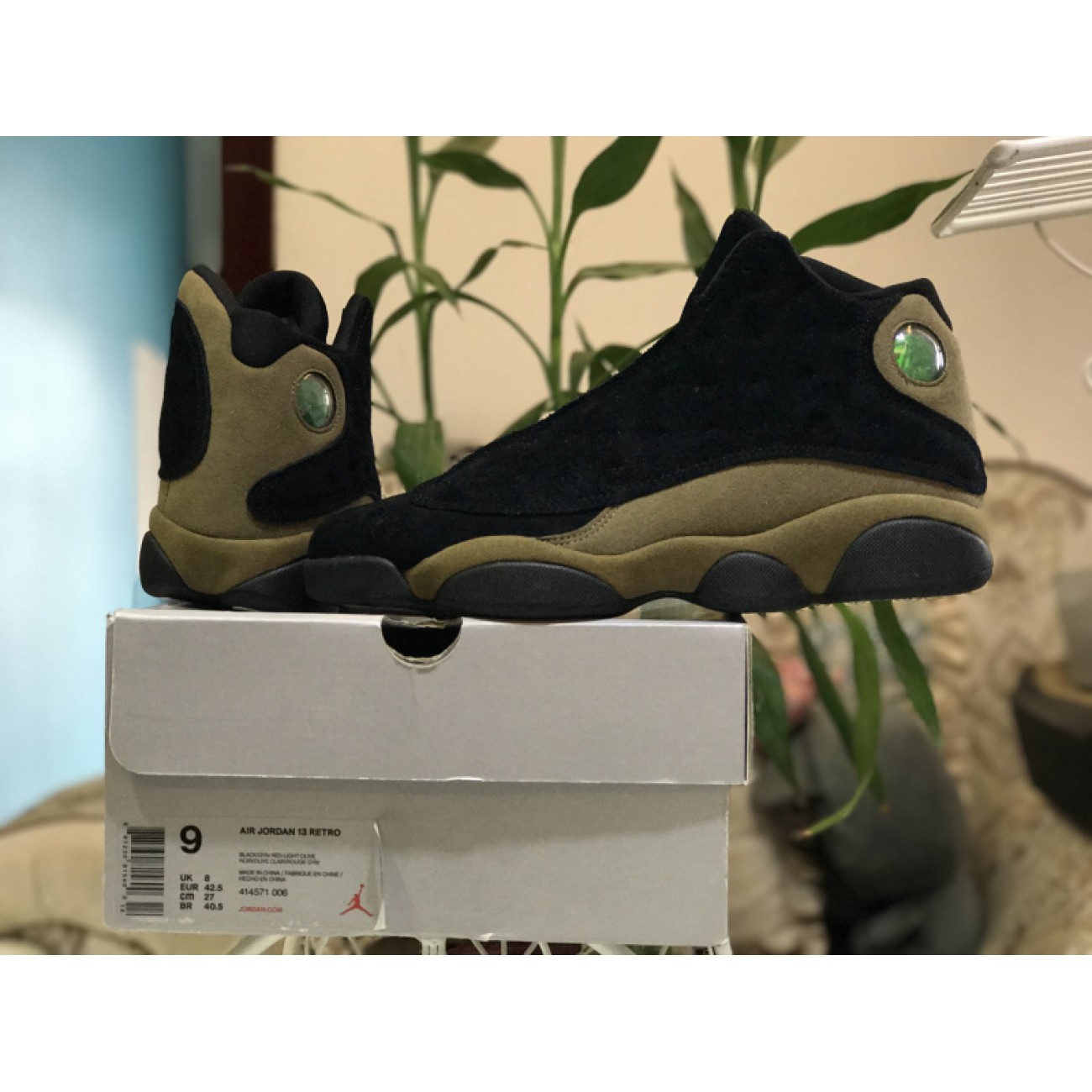 Air Jordan 13 Olive Jumpman Logo 414571-006