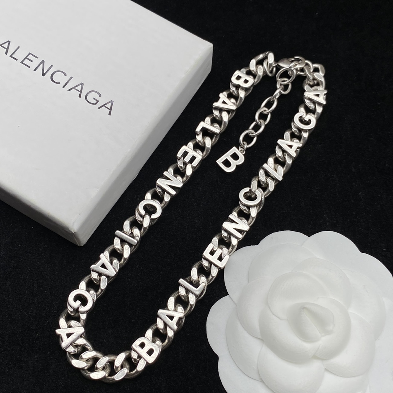 Balenciaga Logo Text Chain Necklace BAL203587