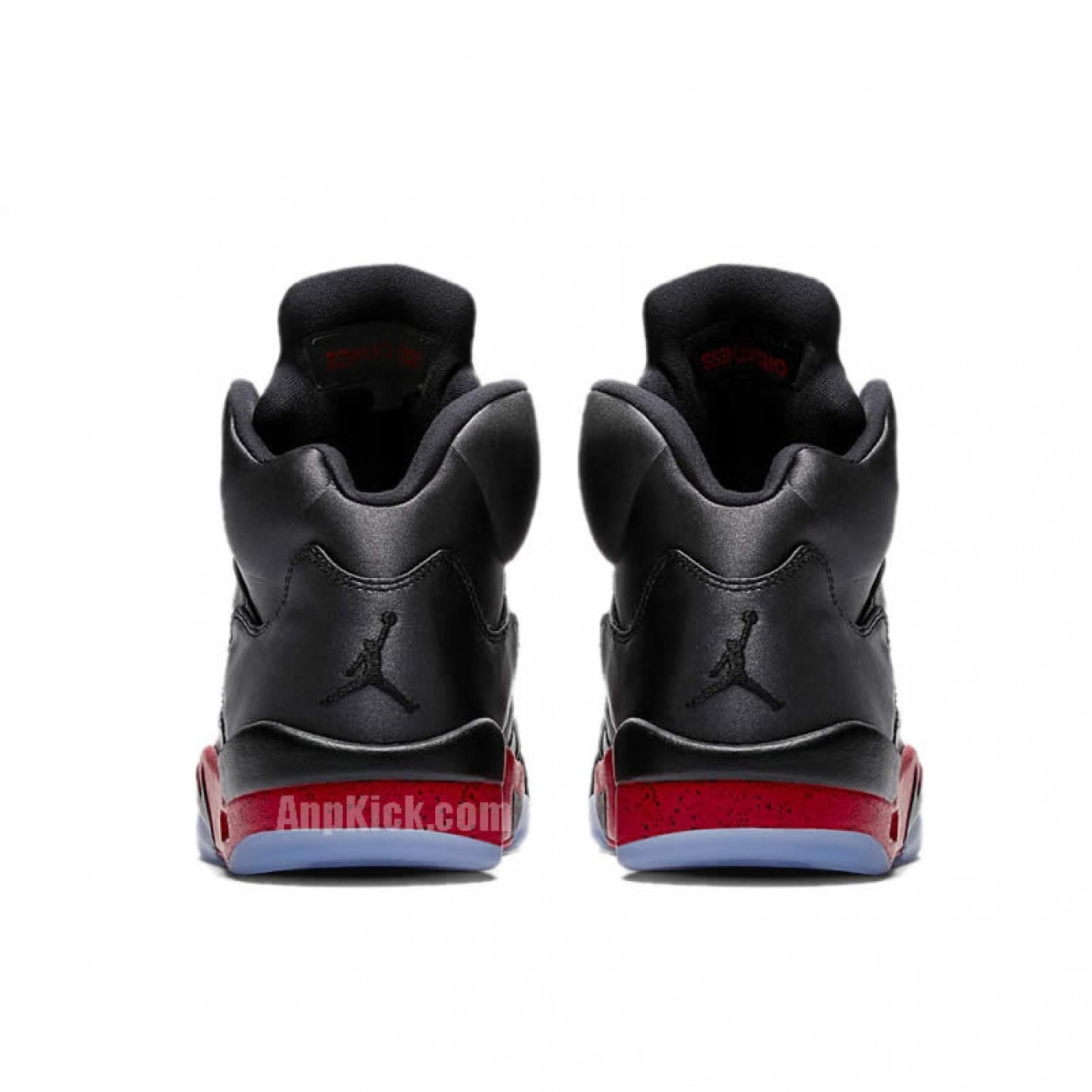Air Jordan 5 Satin Bred Black/University Red On Feet Outfit 136027-006