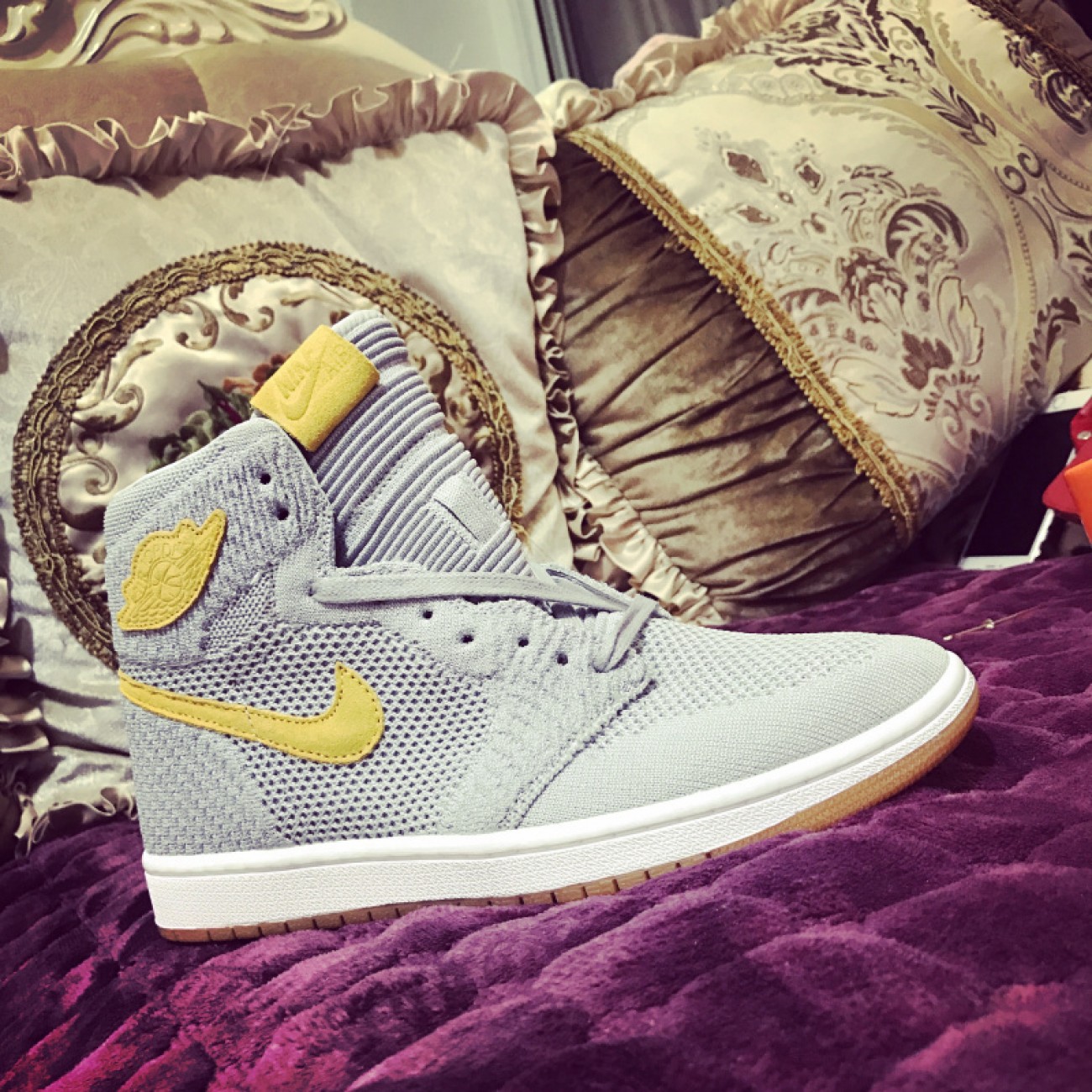 Air Jordon1 Flyknit Grey/Orange 919704-025