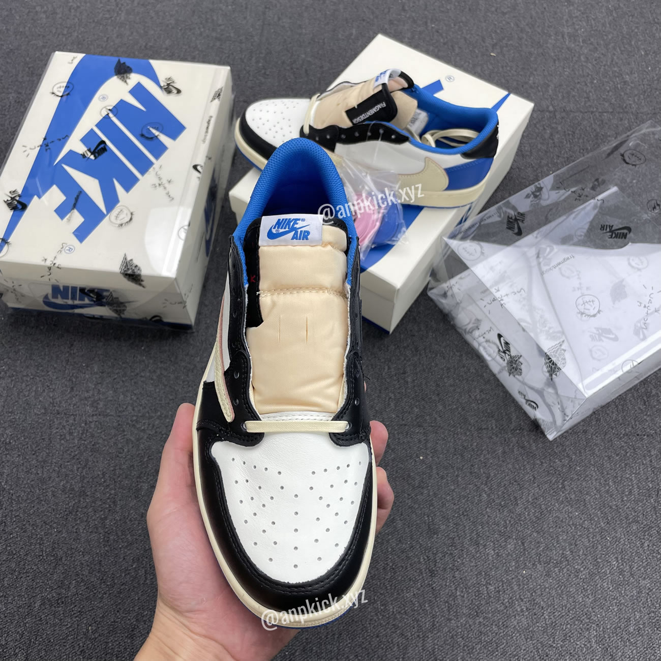 Travis Scott x Air Jordan 1 Retro Low Military Blue Collab With Fragment Cactus Jack Royal DM7866-140