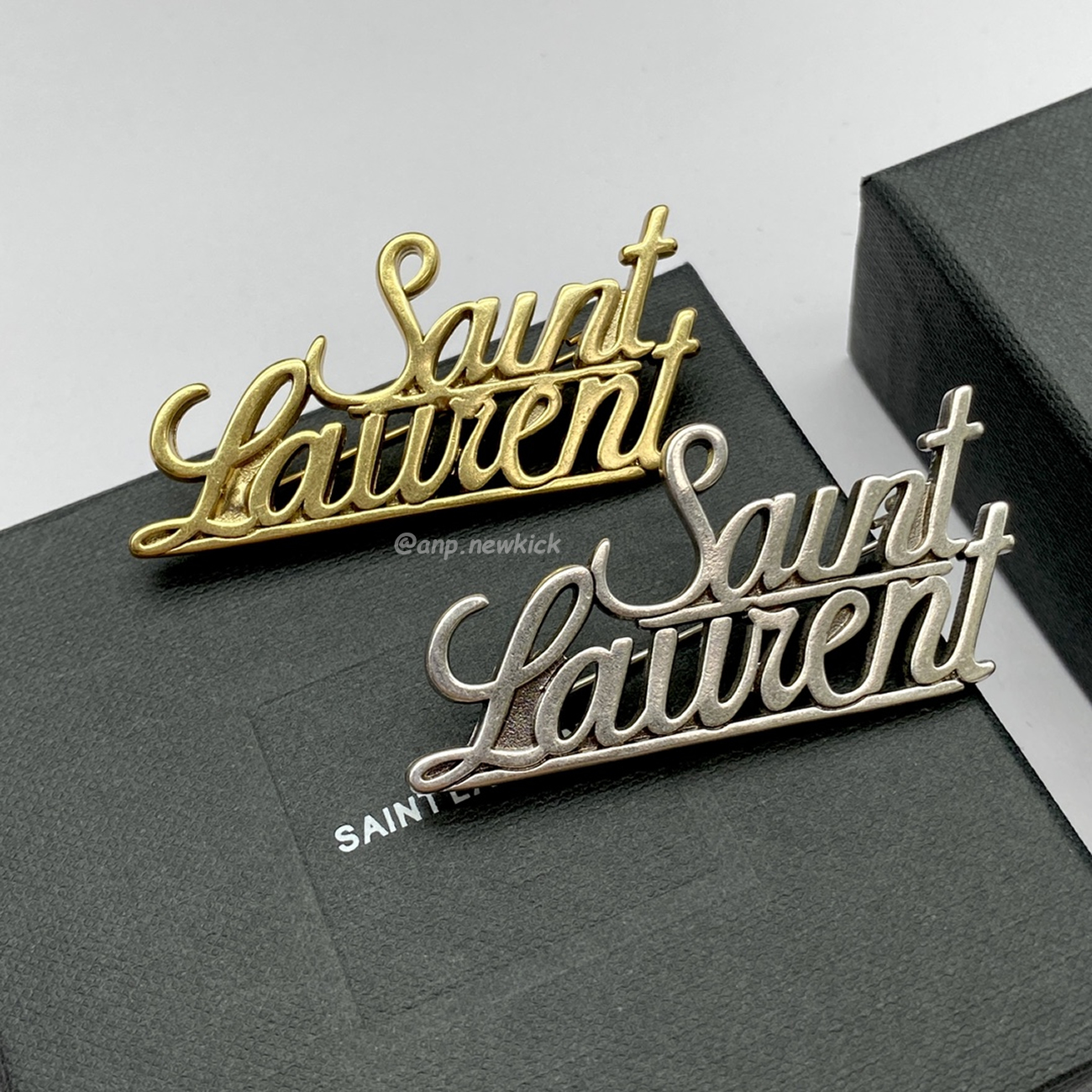 Saint Laurent Paris Saint laurent Logo Brooch