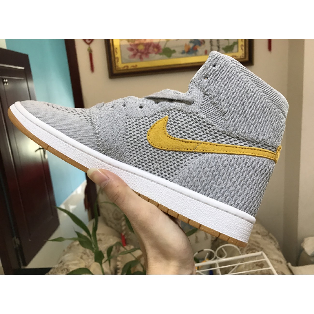 Air Jordon1 Flyknit Grey/Orange 919704-025