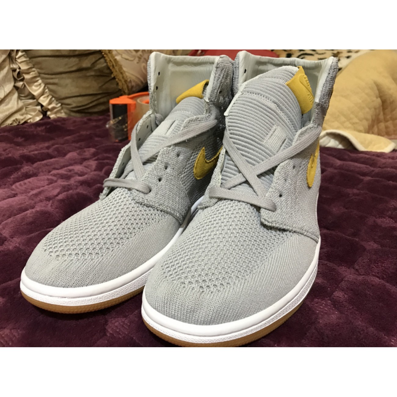 Air Jordon1 Flyknit Grey/Orange 919704-025