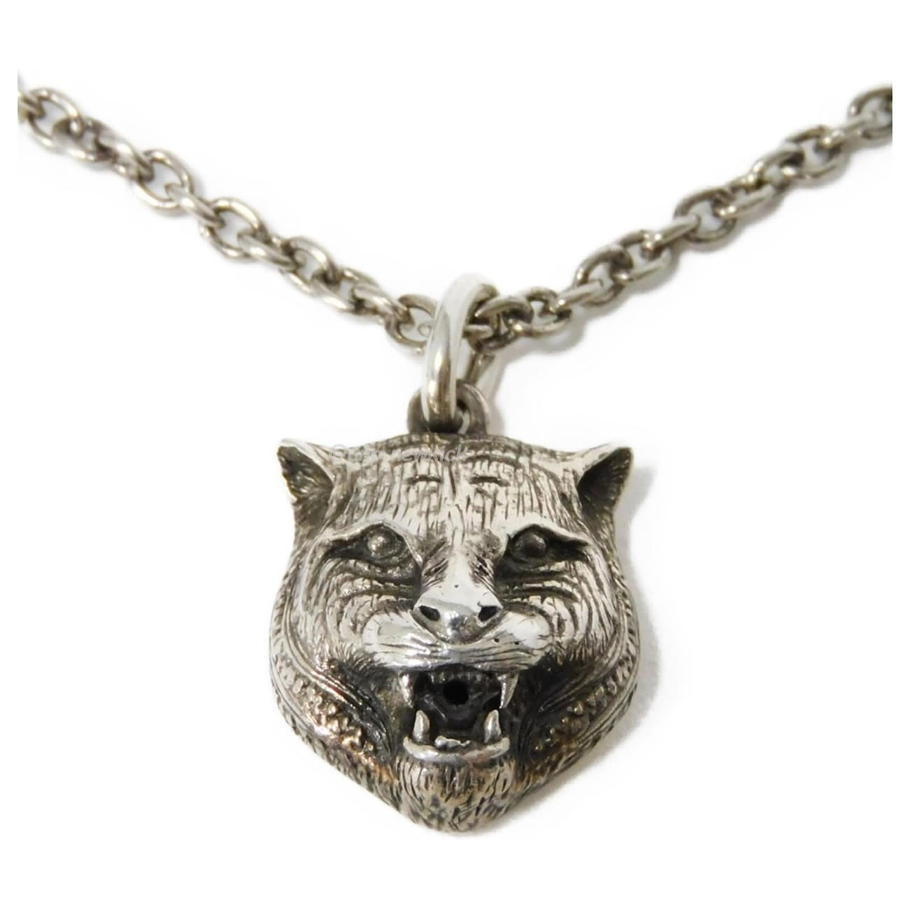 Gucci Silver Necklace with Tiger Pendant Silvery