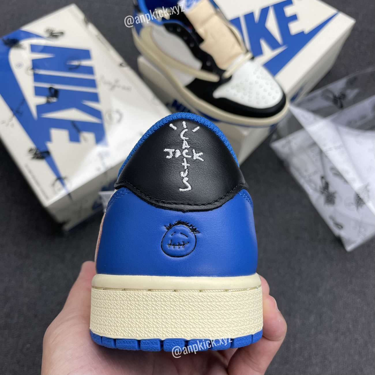Travis Scott x Air Jordan 1 Retro Low Military Blue Collab With Fragment Cactus Jack Royal DM7866-140
