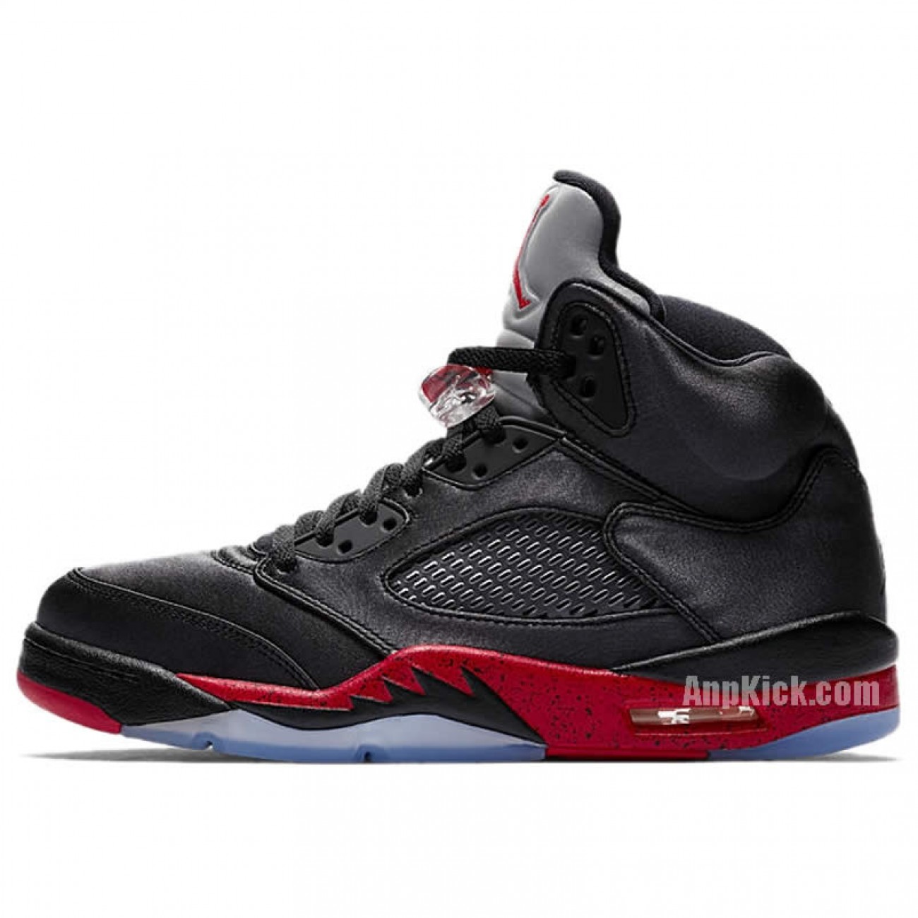 Air Jordan 5 Satin Bred Black/University Red On Feet Outfit 136027-006