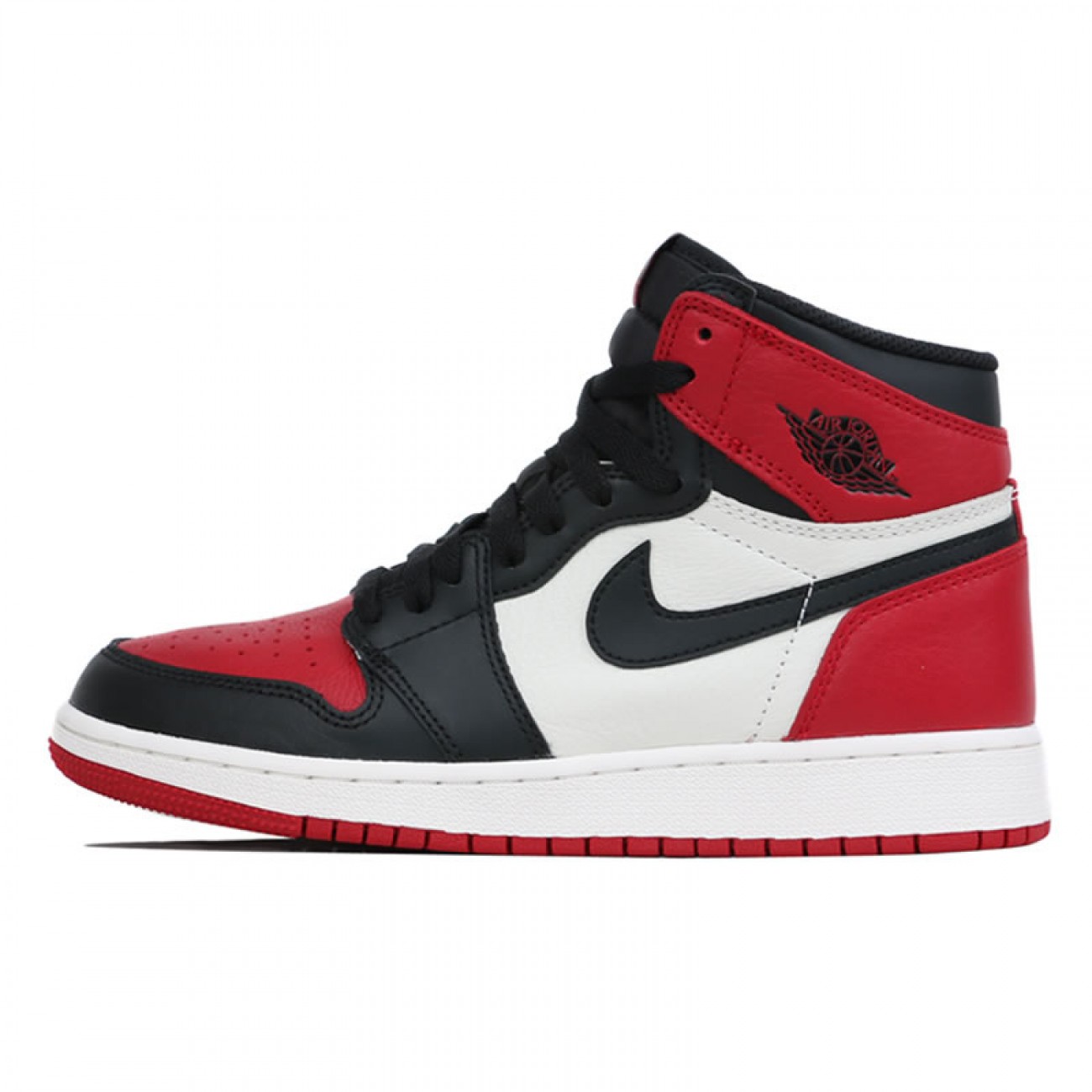 Air Jordan 1 Bred Toe Womens GS Red and Black Jordans Shoes 575441-610