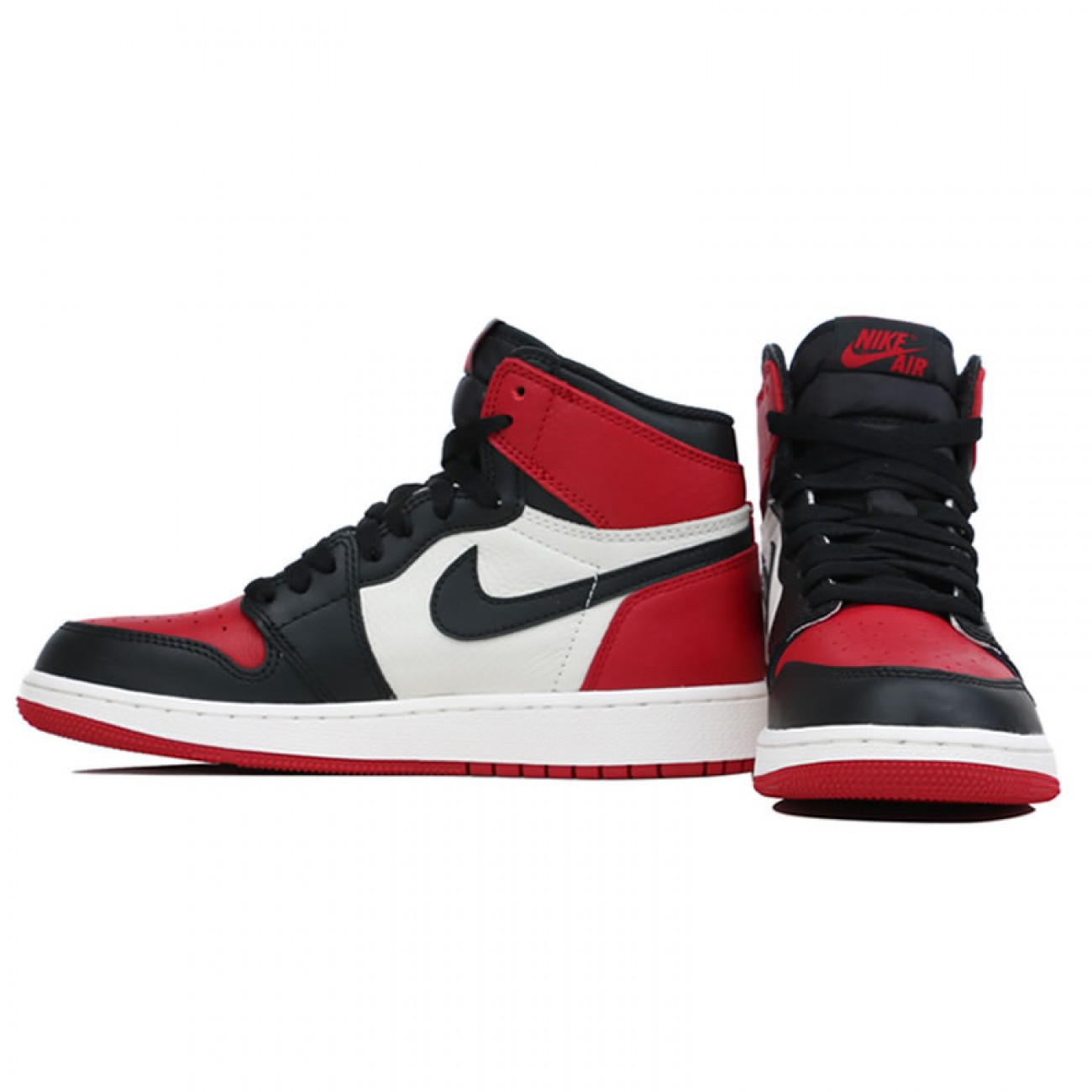 Air Jordan 1 Bred Toe Womens GS Red and Black Jordans Shoes 575441-610