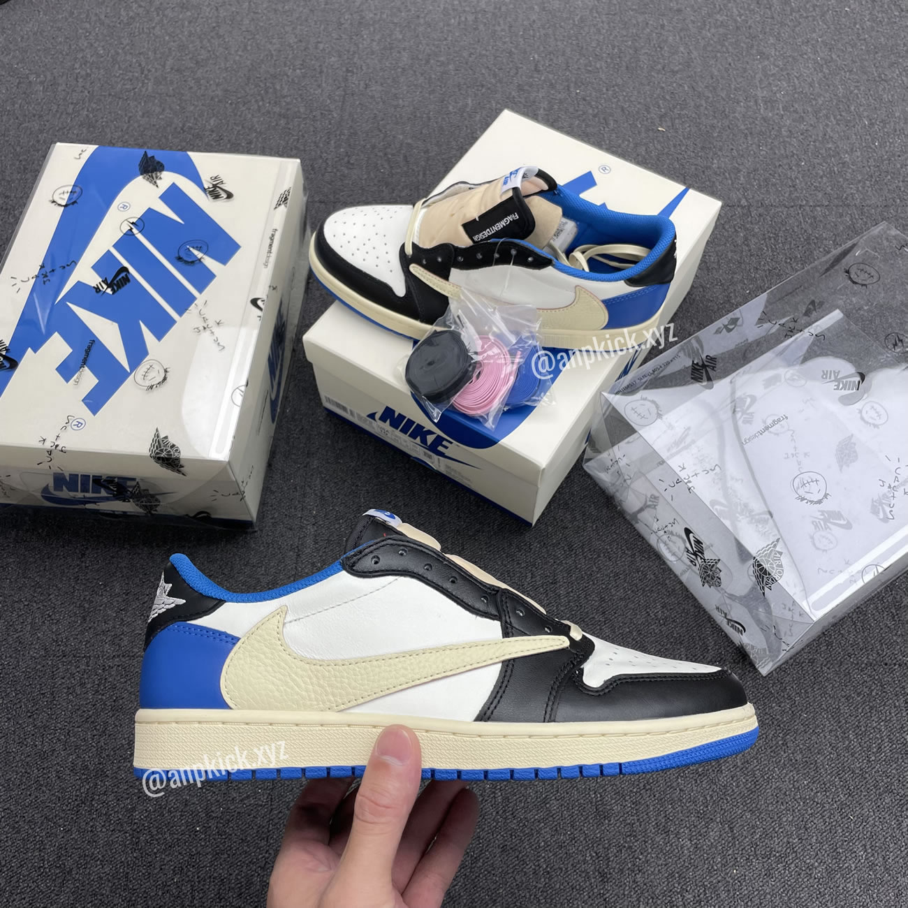 Travis Scott x Air Jordan 1 Retro Low Military Blue Collab With Fragment Cactus Jack Royal DM7866-140