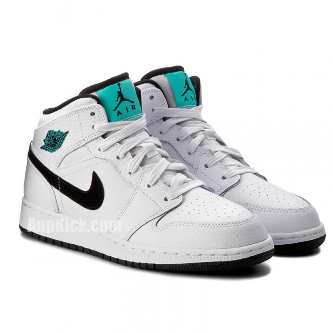 Air Jordan 1 Mid GS Womens Hyper Jade AJ1 Black/White/Green 554725-122