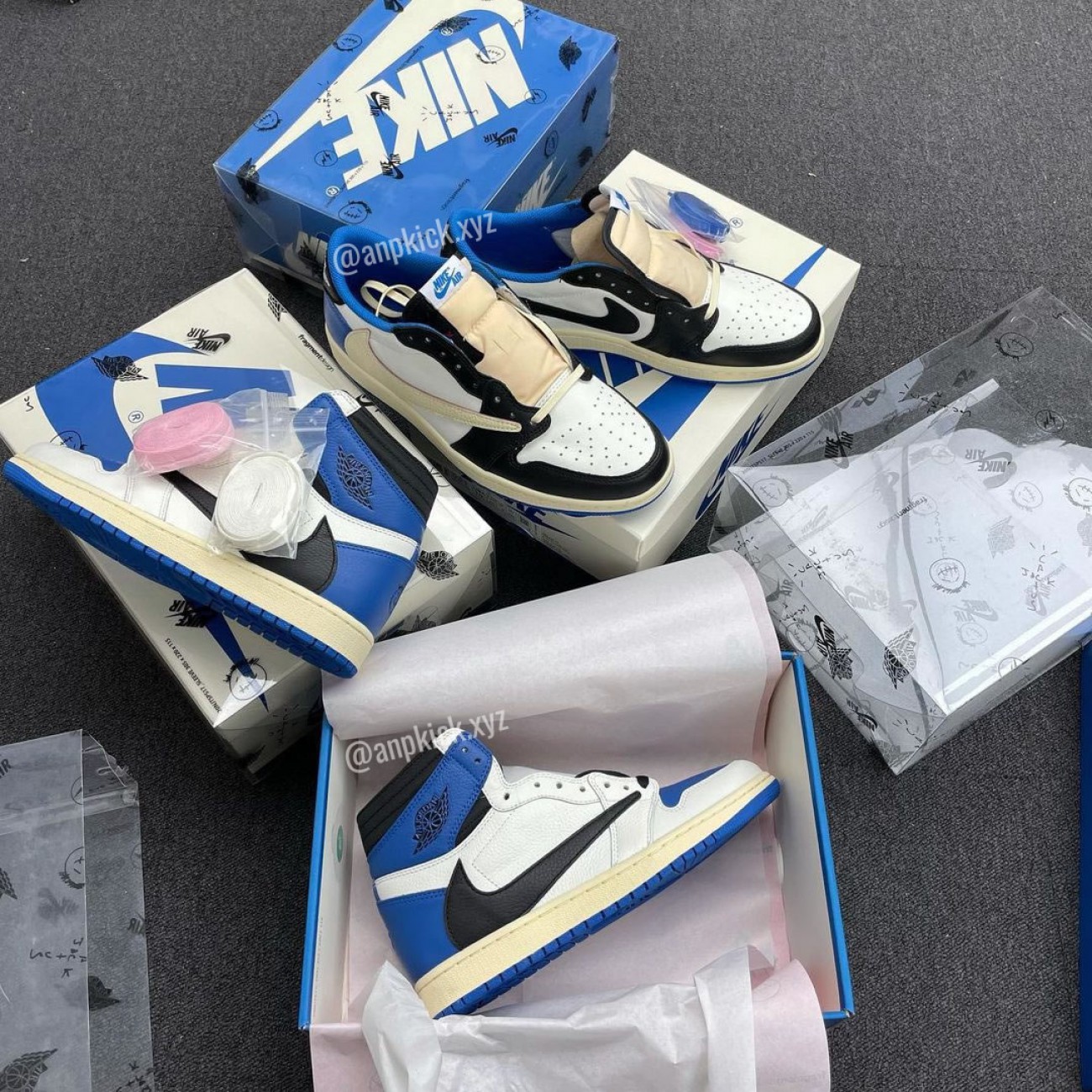 Travis Scott x Air Jordan 1 High OG SP Military Blue Collab With Fragment Cactus Jack Royal DH3227-105