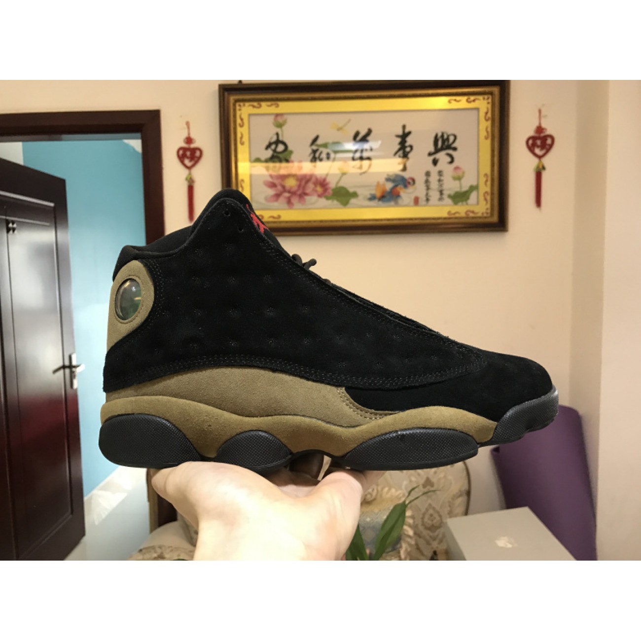 Air Jordan 13 Olive Jumpman Logo 414571-006