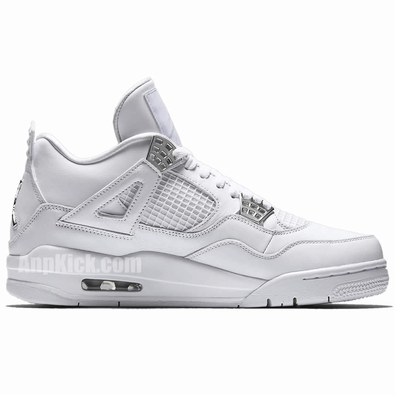 Air Jordan 4 All White/Silver Pure Money Mens GS For Sale 308497-100