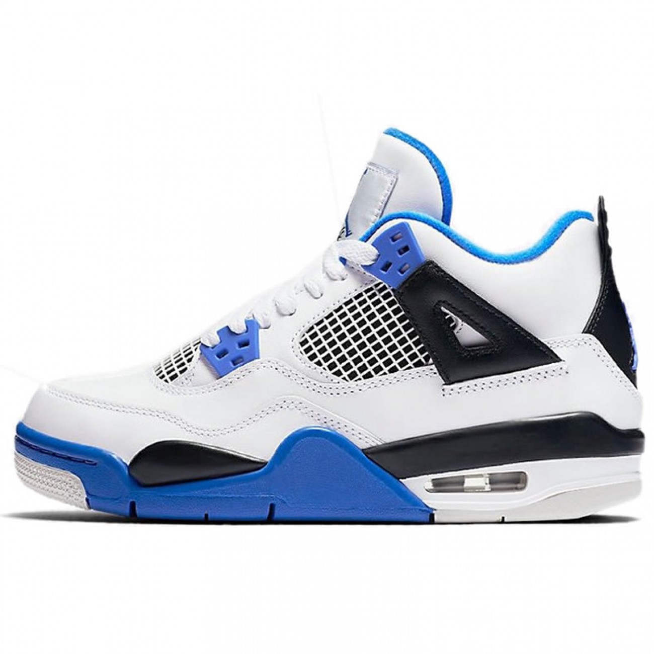 Air Jordan 4 Retro Motorsports White / Game Royal-Black 308497-117