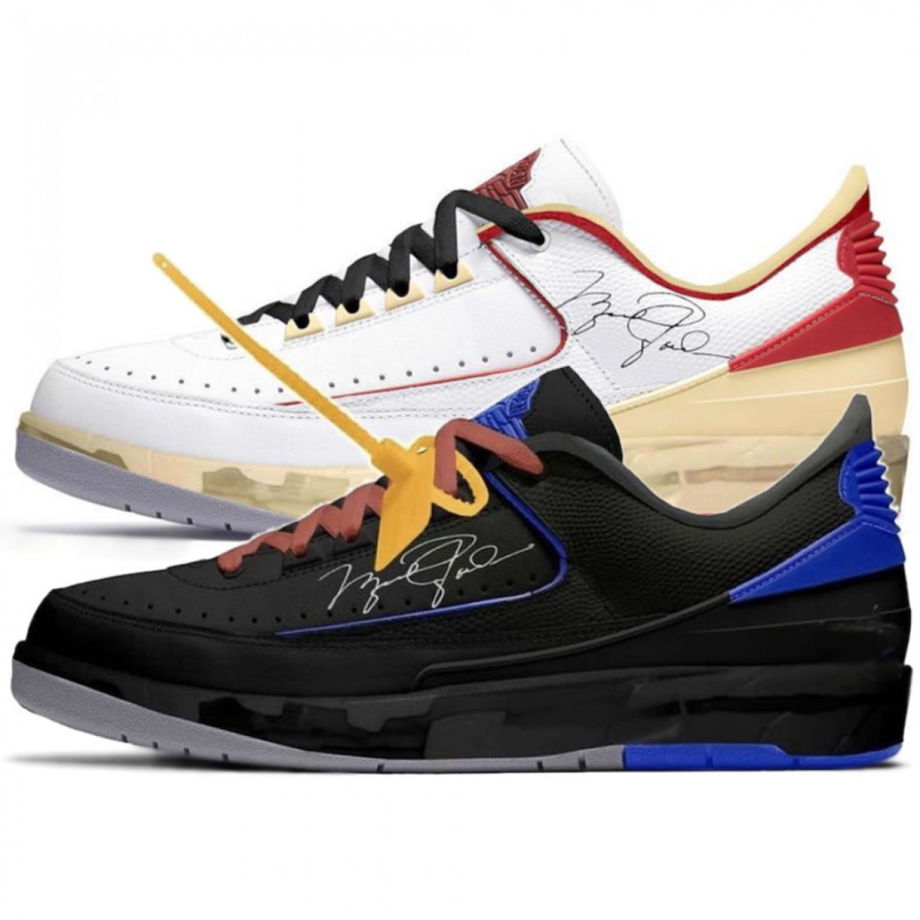 Off-White x Air Jordan 2 Low White/Red & Black/Blue