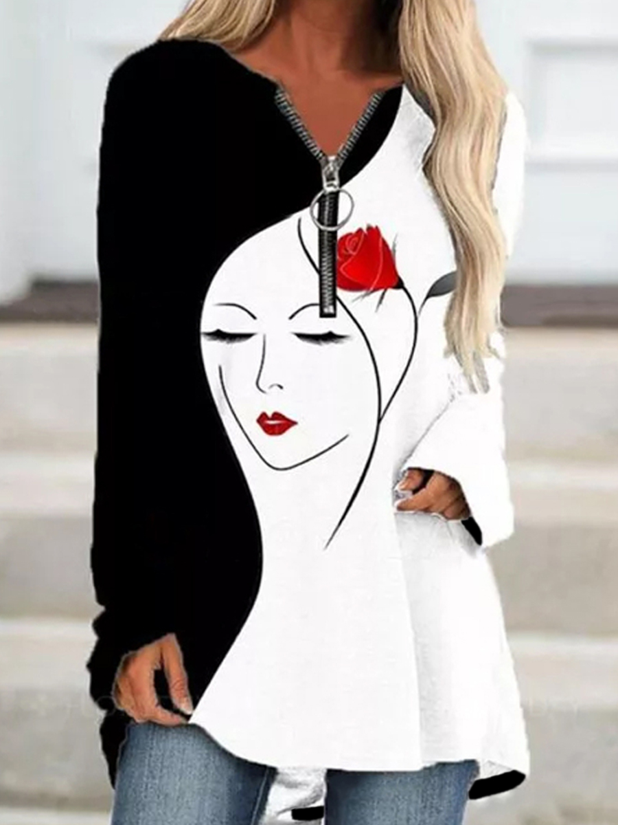 Women's Fashion Printed Loose Long-Sleeved T-Shirt