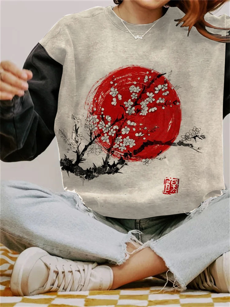 Sunrise Plum Blossom Japanese Art Cozy Sweatshirt