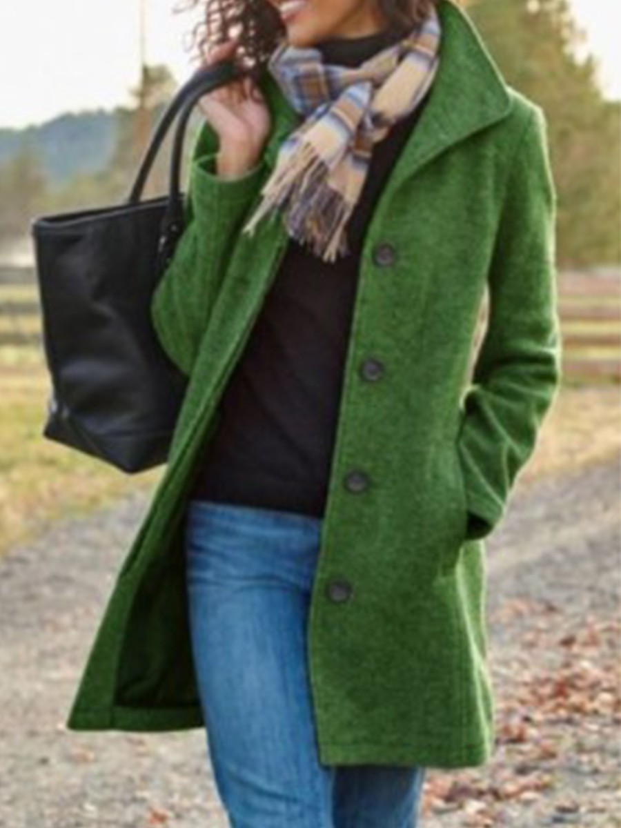 Ladies Casual Retro Woolen Coat