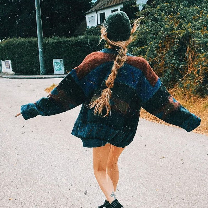 Women Vintage Loose Knitted Sweater