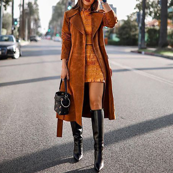 Fashion All-match Print Woolen Coat