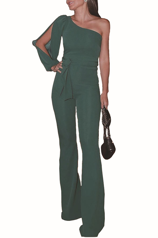 Stylish One Shoulder Long Sleeves Jumpsuit
