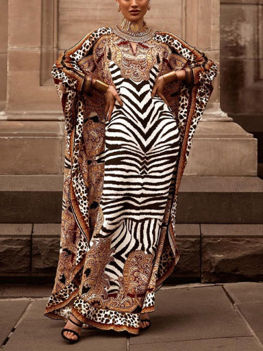 Stylish Leopard Print Ramadan Kaftan Dress