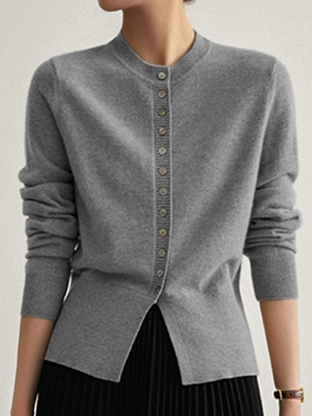 Women's Retro Cashmere Sweater Slim Cardigan Sweater Long Sleeve Bottoming Shirt Top