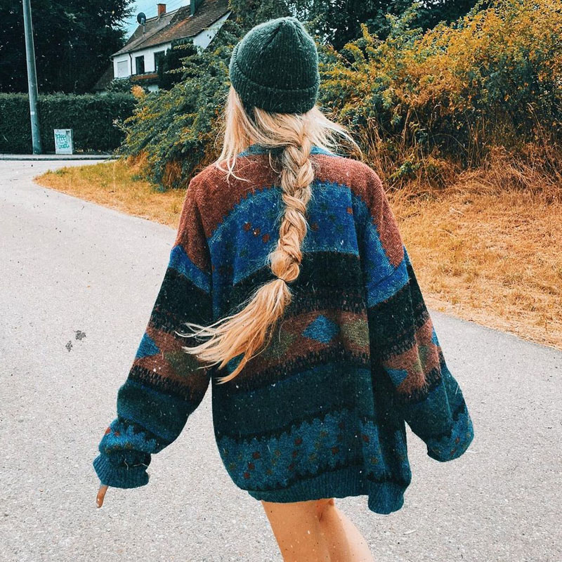 Women Vintage Loose Knitted Sweater