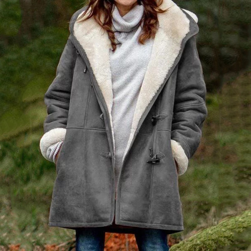 Fold-Over Collar Plush Outerwear