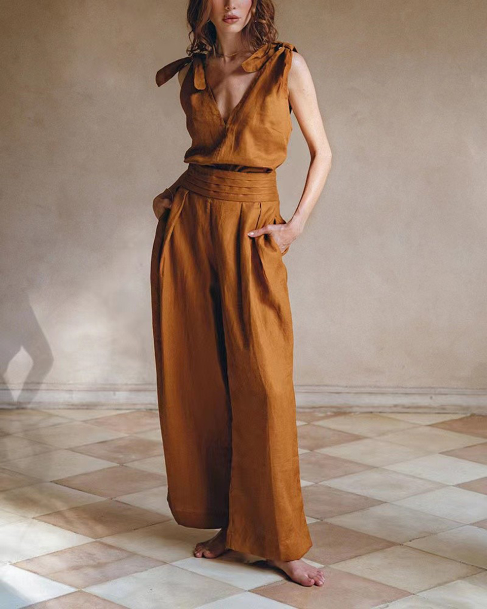 Bow Tie Tie Jumpsuit Women's New Jumpsuit