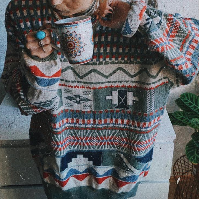 Vintage Casual Long Sleeve Knitted Sweater