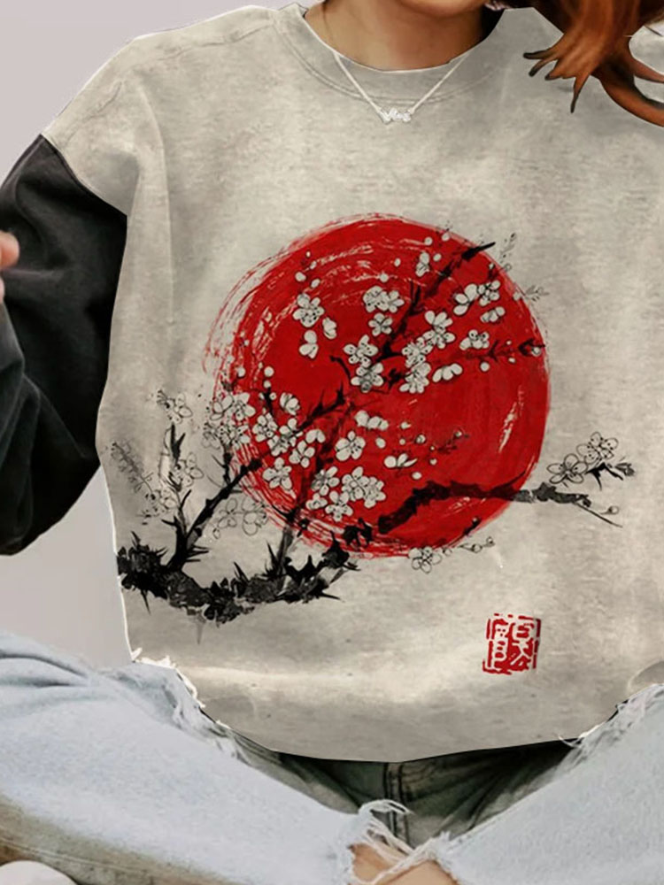 Sunrise Plum Blossom Japanese Art Cozy Sweatshirt