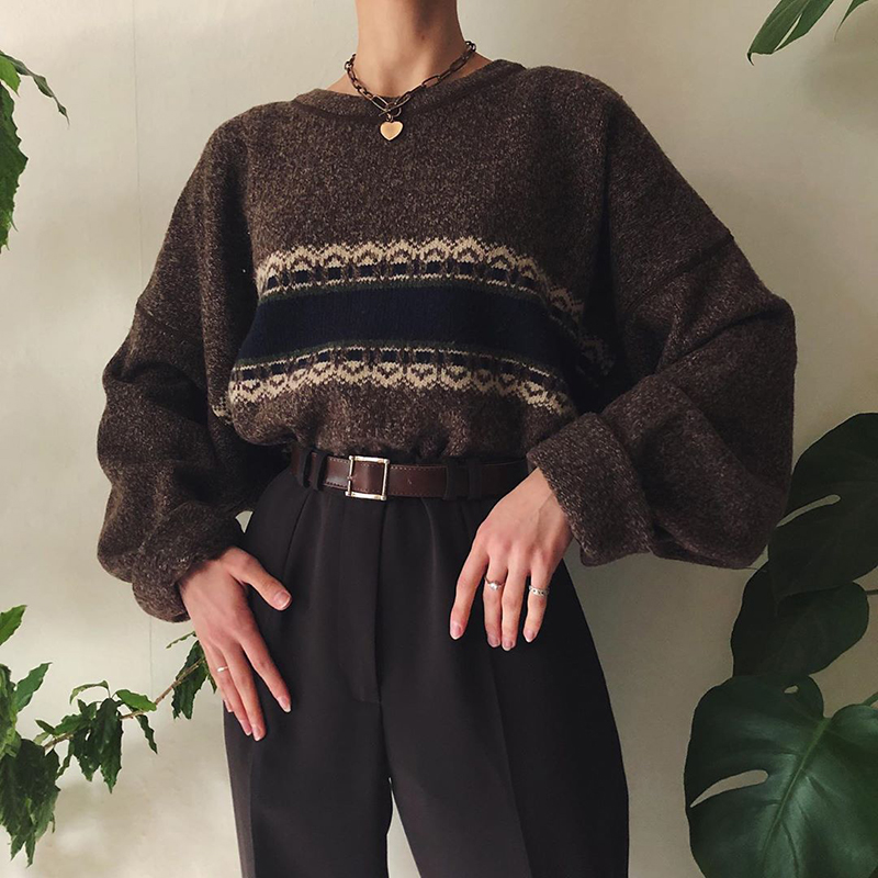 Vintage Casual Long-sleeved Woolen Top