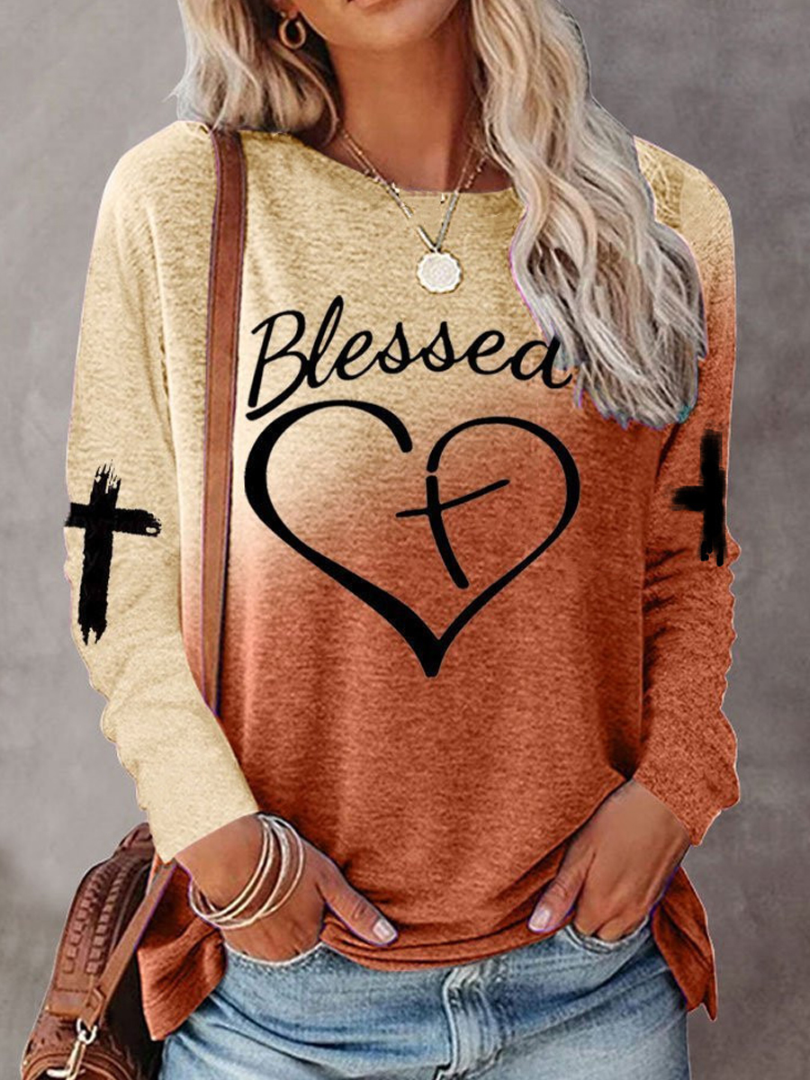 Casual Letter Print Long Sleeve T-Shirt