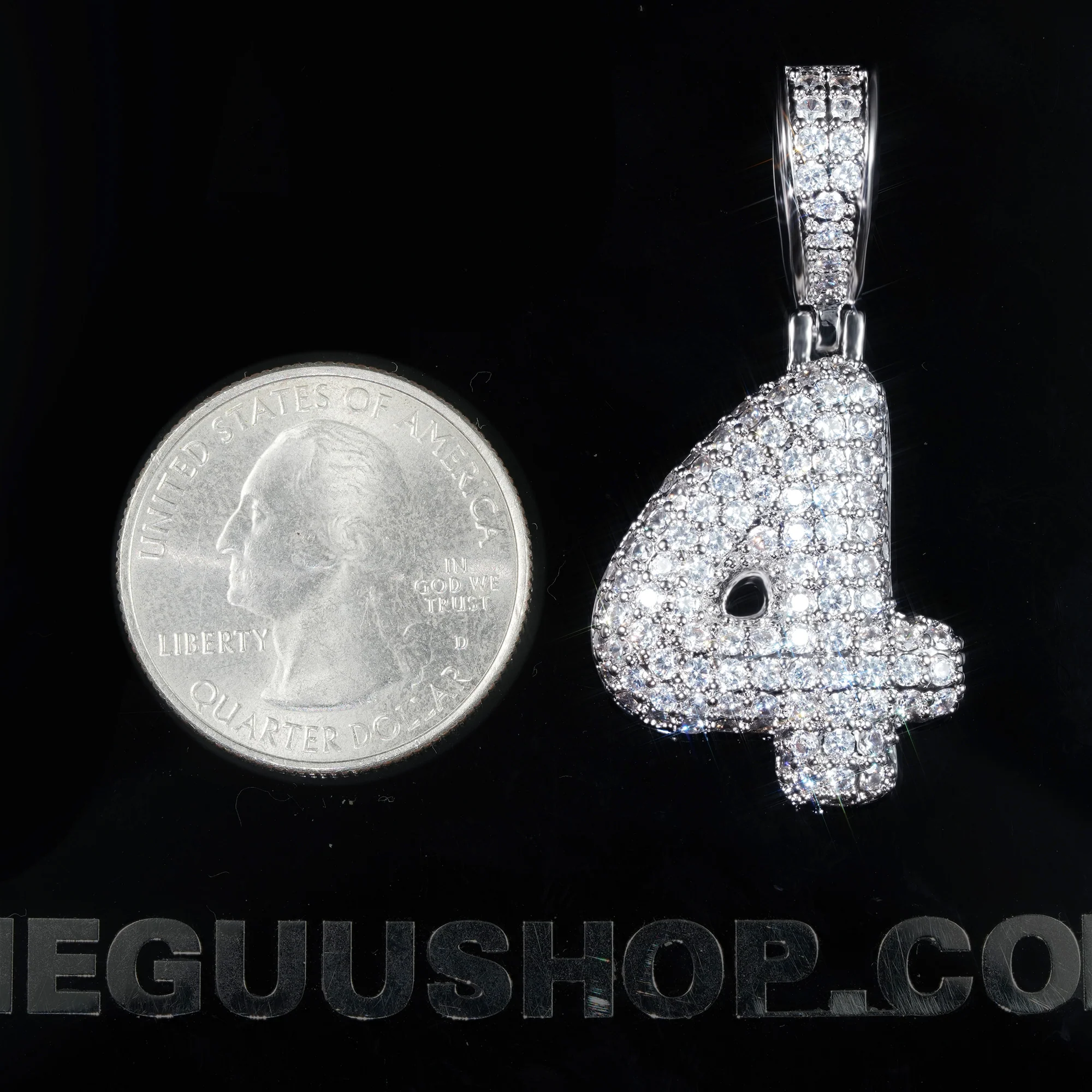 3mm Iced Yellow Gold-Plated 0-9 Number Cuban Link Pendant