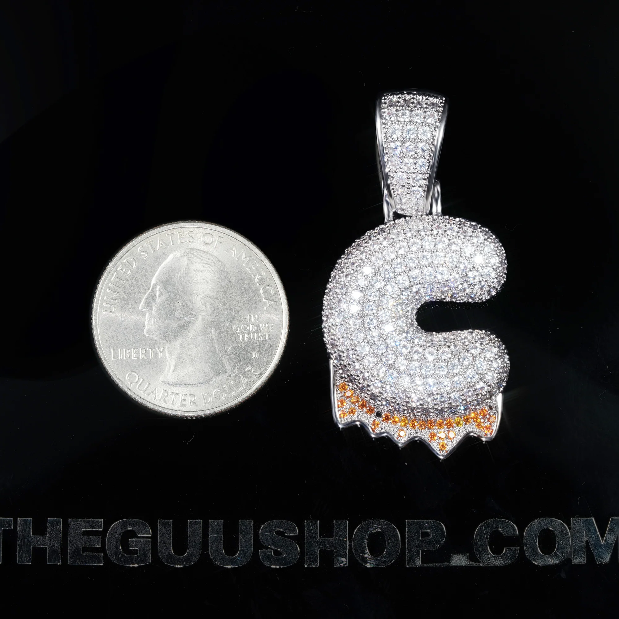 23mm Iced CZ Letter Gold-Plated Pendant & Cuban Link Chain