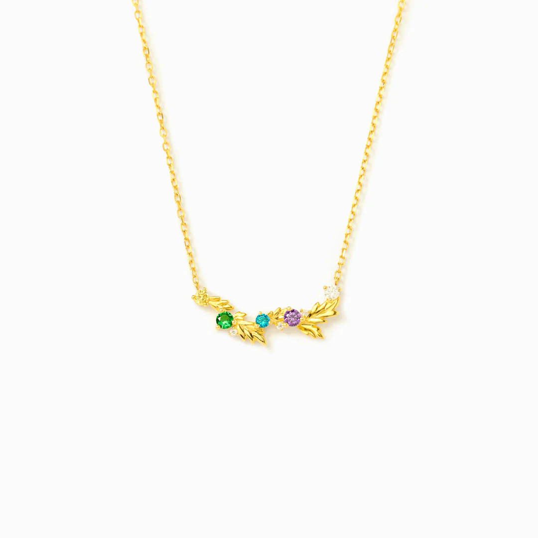 Strong Roots Beautiful Leaves 1-6 Birthstones Leaf Necklace