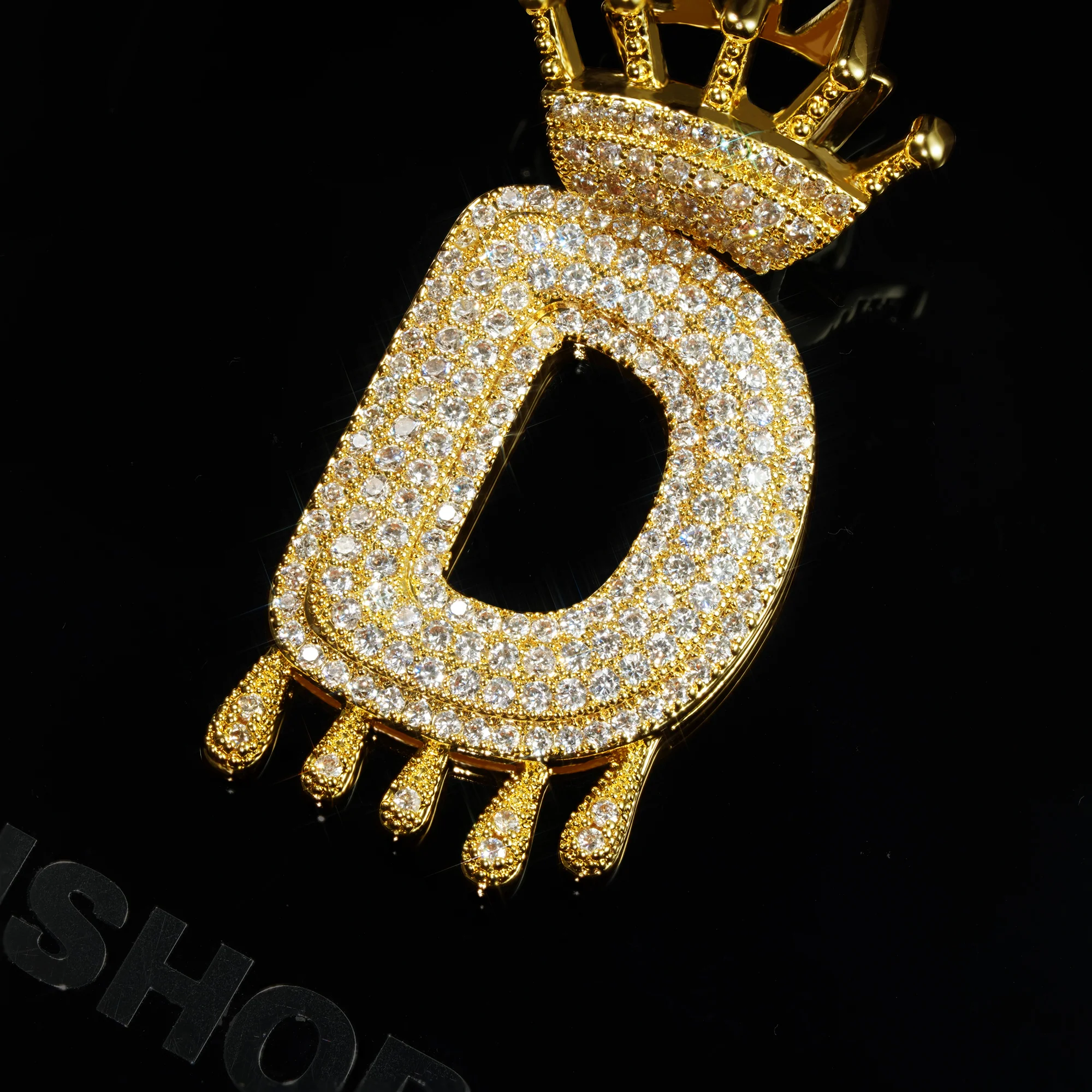 22mm Iced Micro-inlay Zircon Crown Letter Hip Hop Pendant # Rapper Chain