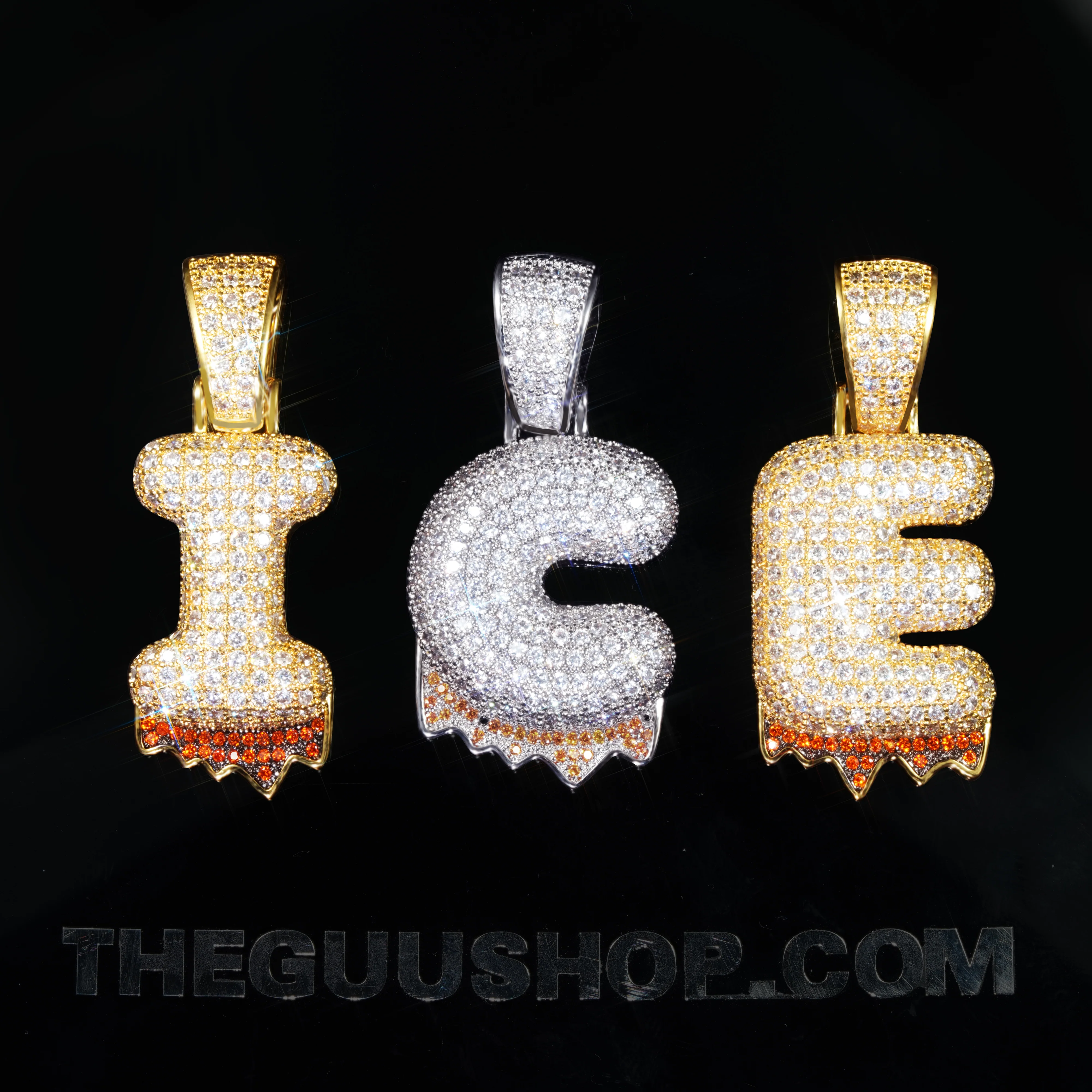 23mm Iced CZ Letter Gold-Plated Pendant & Cuban Link Chain