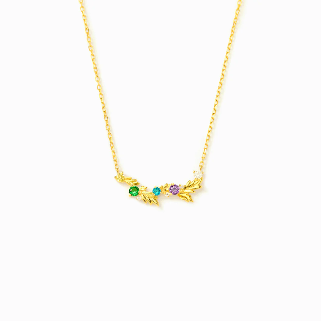 Nana's Gem on the Family Branch 1-6 Birthstones Leaf Necklace