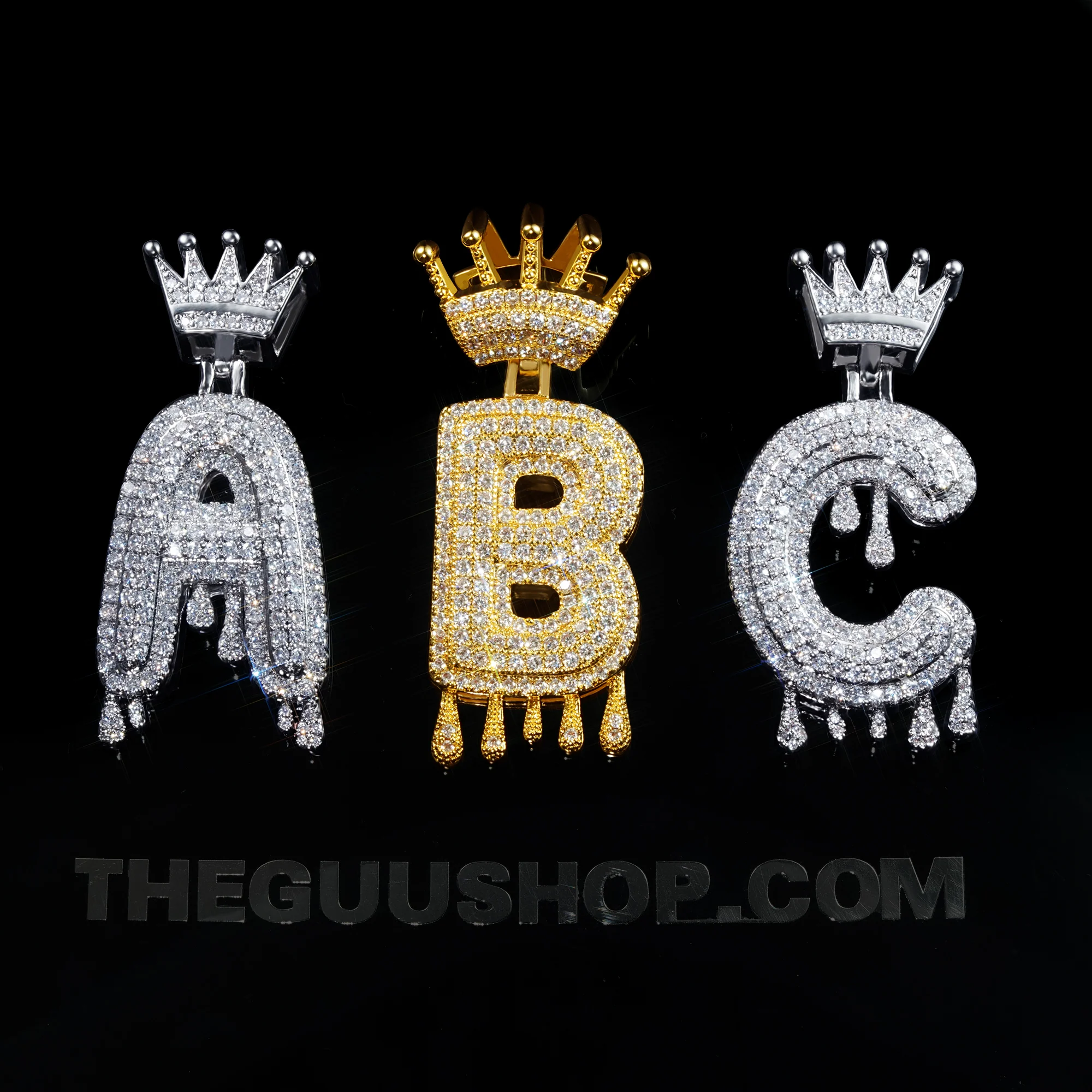 22mm Iced Micro-inlay Zircon Crown Letter Hip Hop Pendant # Rapper Chain