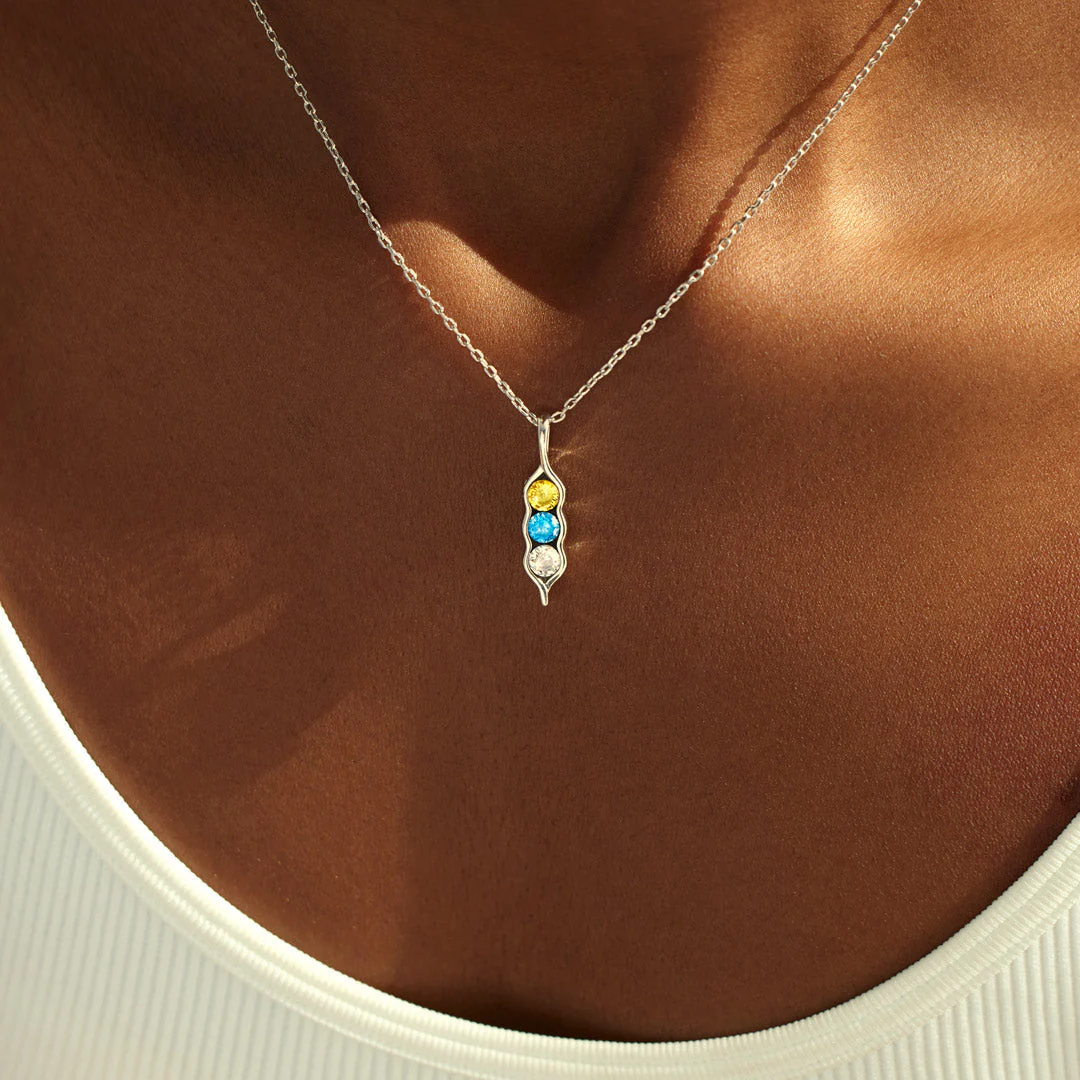 Hap-Pea Together Besties Forever 2-6 Birthstone Pea Pod Necklace