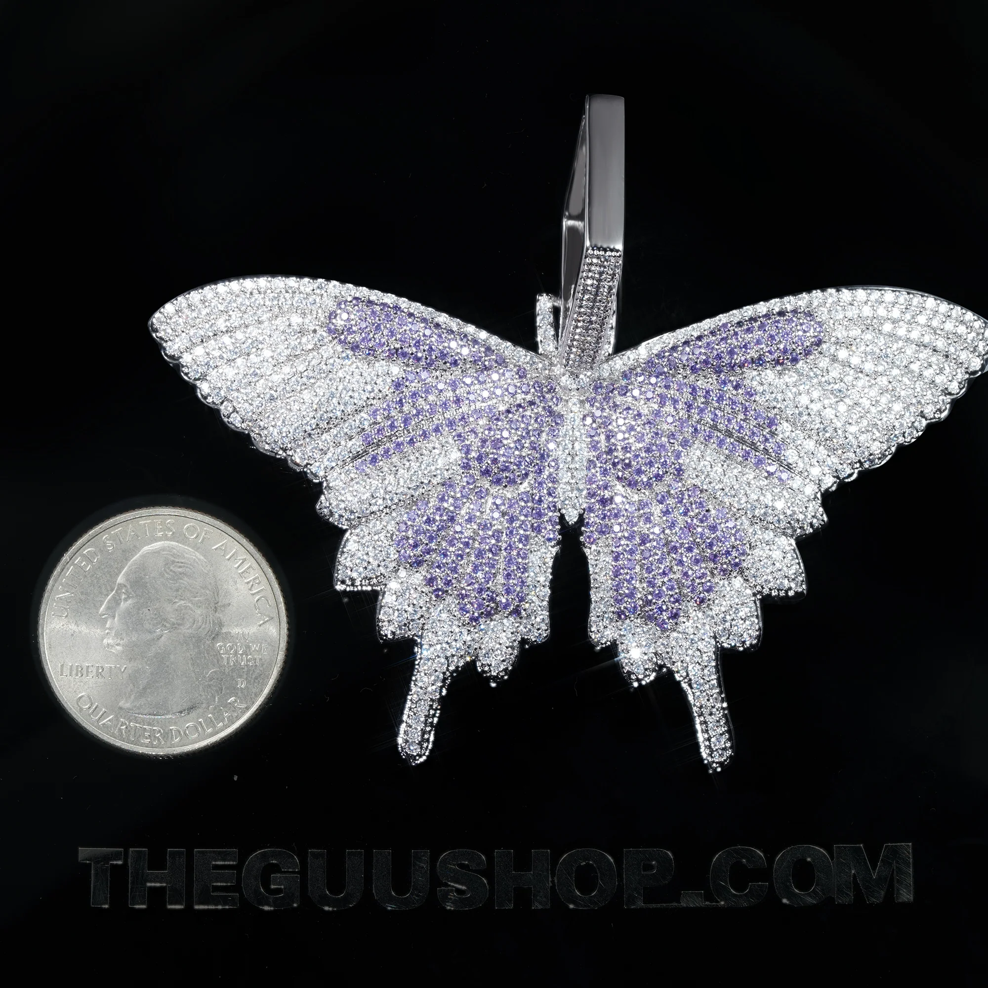 18K Gold-Plated Micro-inlay AAA CZ Butterfly Pendant Necklace